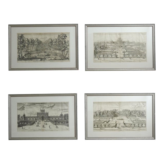 Set of 4 Italian Landscape Engraving Prints in Frames For Sale