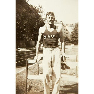 U S Naval Academy 1930's Cadet at Track Annapolis Vintage Snapshot For Sale