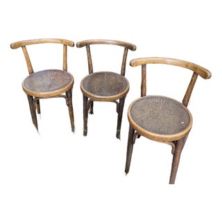 Early 20th Century Thonet Style Cafe Bistro Chairs - Set of 3 For Sale