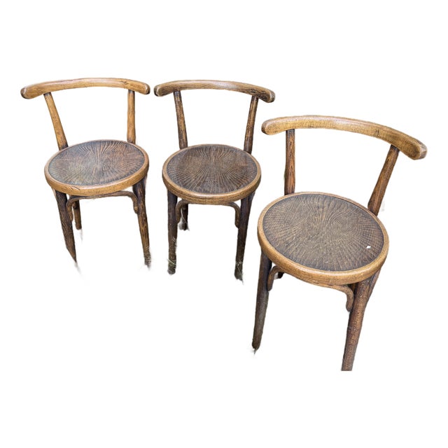 Early 20th Century Thonet Style Cafe Bistro Chairs - Set of 3 For Sale