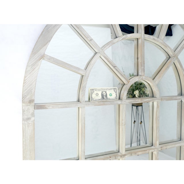 Country Style Large Dome Shape 47x79" Wall Mirror Distressed Finish Wood For Sale - Image 9 of 11