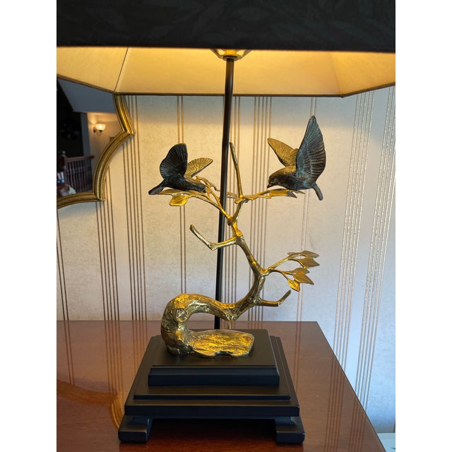 Frederick Cooper Vintage Frederick Cooper Verdigris Brass Birds on a Brass Branch Lamp For Sale - Image 4 of 12