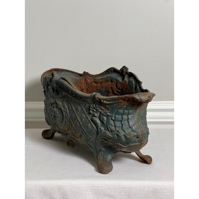 Metal 19th Century French Victorian Era Cast Iron Footed Jardiniere For Sale - Image 7 of 15