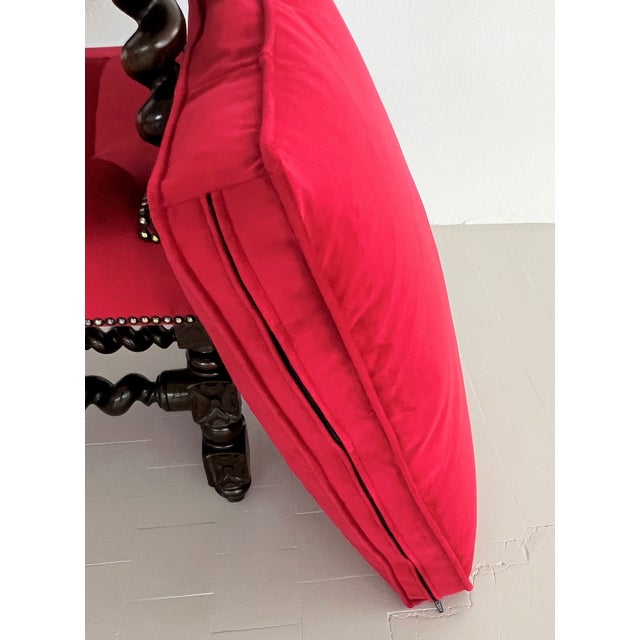 Italian Baroque Throne Armchair in Walnut and Velvet, 1890s-1900s For Sale - Image 18 of 18