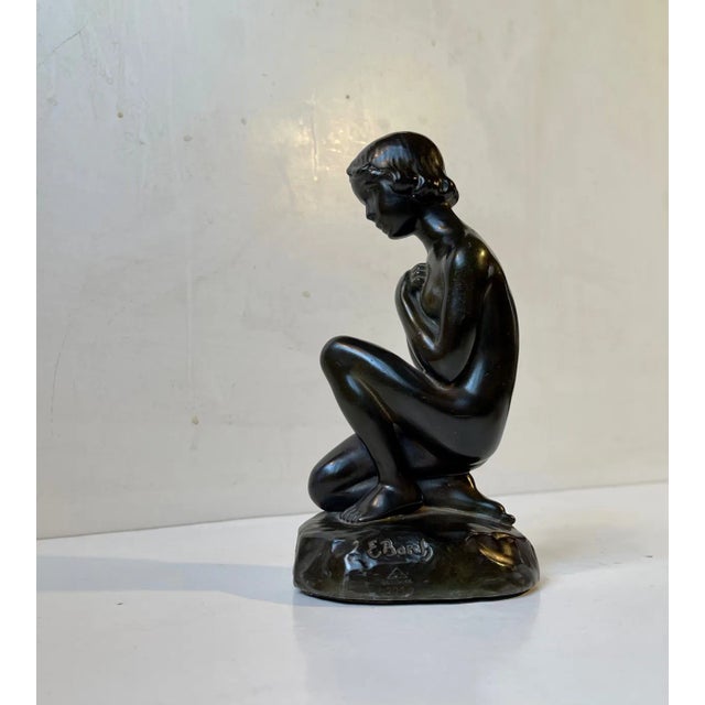 Patinated Sculpture of Young Woman by E. Borch for Just Andersen, 1930s For Sale - Image 4 of 12