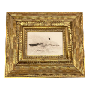 Contemporary Original Abstract Black Ink Painting Chunky Heavy Vintage Gold Frame