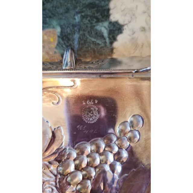 Antique Silver Plated Grape Themed Basket For Sale - Image 4 of 11