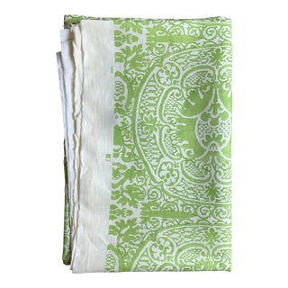 Quadrille Veneto Hand-Printed Lime Linen Fabric For Sale