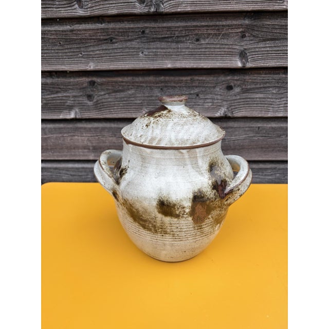 Large covered stoneware pot made by French ceramists Thierry and Chantal Robert in the 1970s. This handcrafted piece...