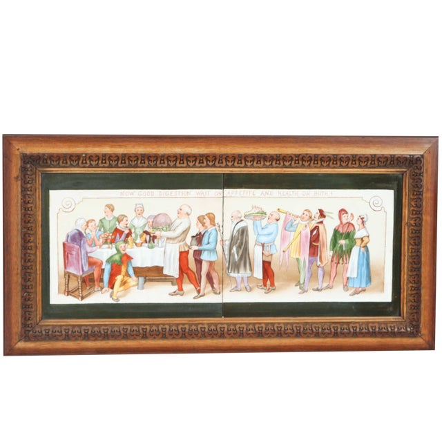 Vintage Framed Tile Painting of Macbeth Scene For Sale