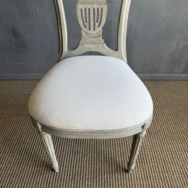 Linen Late 19th Century Set of 4 European Painted Dining Chairs With Linen Upholstery For Sale - Image 8 of 15