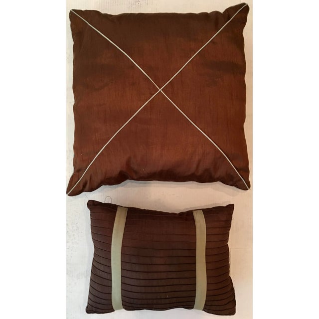 Brown & Sage Green Accent Pillows - A Pair For Sale In Miami - Image 6 of 6