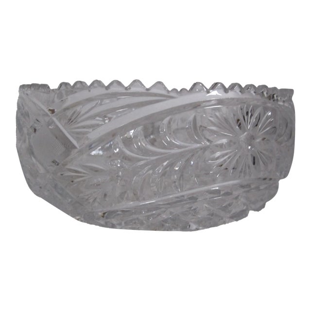 Large Mid 20th Century Cut Glass Serving Bowl For Sale