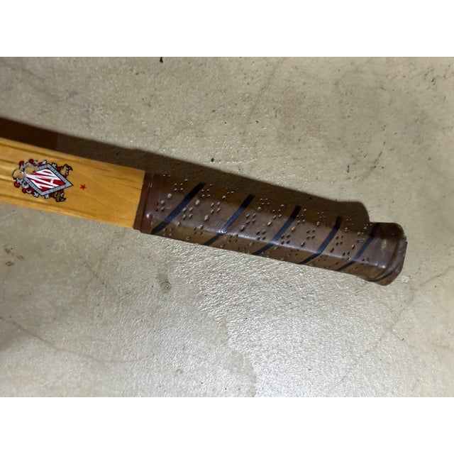 Wood Mid-Century Vintage t.a. Davis "Hi-Point" Wooden Tennis Rackets in Braces - Pair For Sale - Image 7 of 11