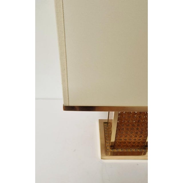 Italian Acrylic Glass, Wicker and Brass Table Lamp from Christian Dior, 1970s For Sale - Image 9 of 11