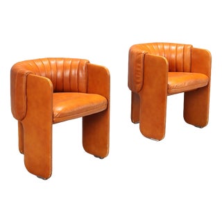 Dinette Armchairs in Leather from Alias, 1970s, Set of 2 For Sale