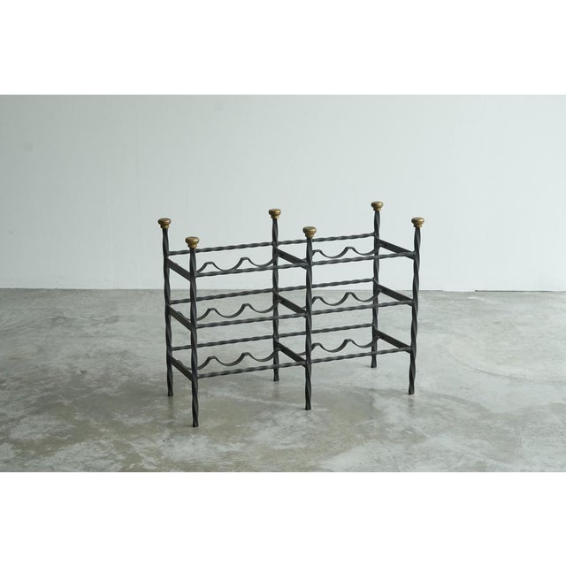 Gray Mid-Century Modern Wine Rack in Wrought Iron Brass, 1940s For Sale - Image 8 of 9
