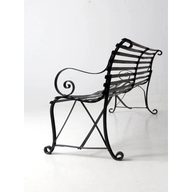 Victorian Vintage Wrought Iron Bench For Sale - Image 3 of 10
