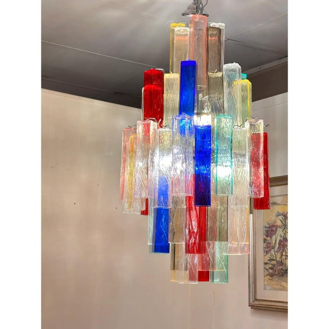 Multicolor Square Bark Murano Glass Chandelier by Simoeng For Sale - Image 9 of 12