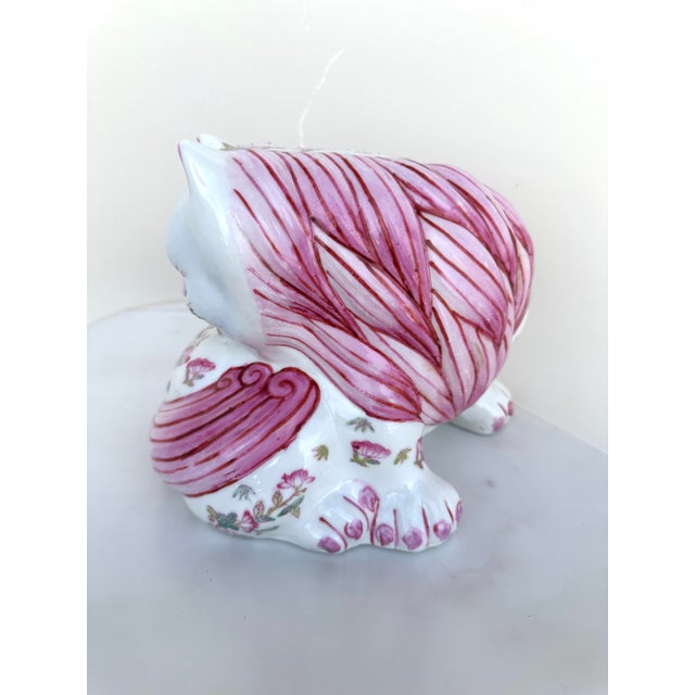 Rose Antique Chinese Sitting Cat For Sale - Image 8 of 11
