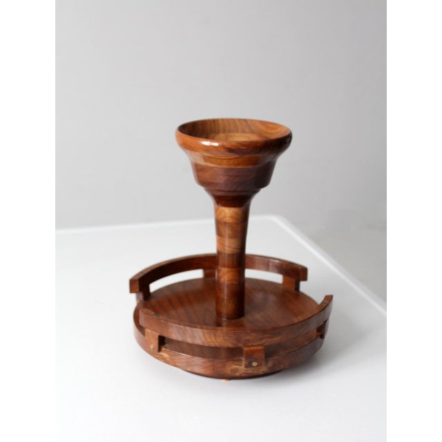Mid 20th Century Vintage Rotating Wood Tabletop Stand For Sale - Image 5 of 13