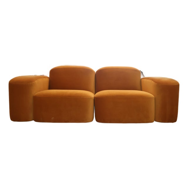 Sarah Ellison "Muse" 4-Piece Modular Sofa, Cognac Velvet For Sale