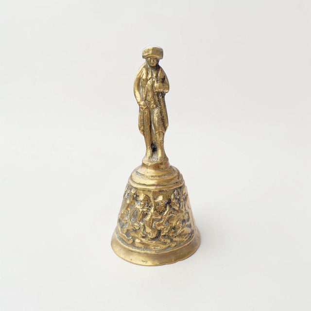 Antique Belgian Flemish Figurative Brass Table Bell, 1890 For Sale - Image 13 of 13