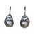 Metal Diamond Freshwater Pearl Earrings 14 Karat Gold Grey 23.2 Mm Certified For Sale - Image 7 of 13