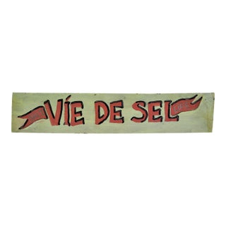 Salt Life 'Vie De Sel' Hand Painted Wooden Sign For Sale