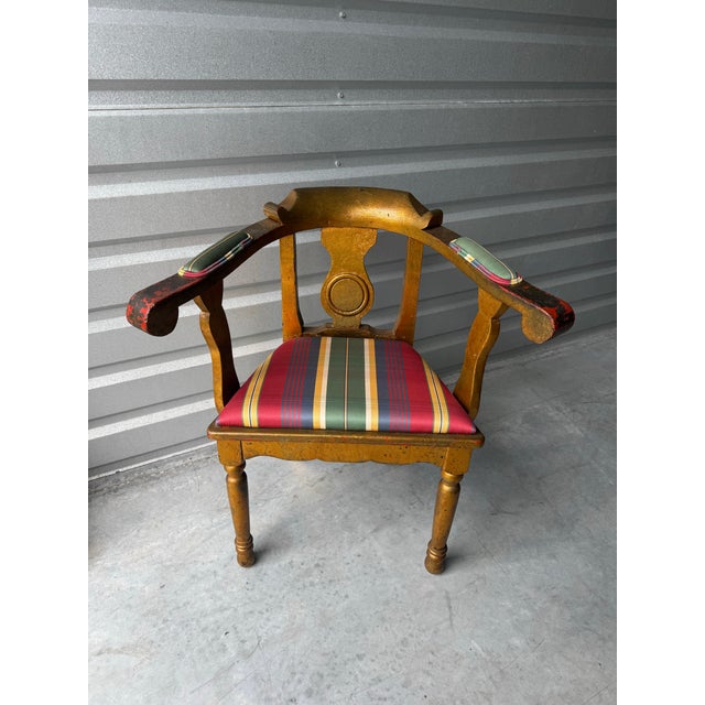 Wood Early 1900’s Gilded Corner Accent Chair For Sale - Image 7 of 7