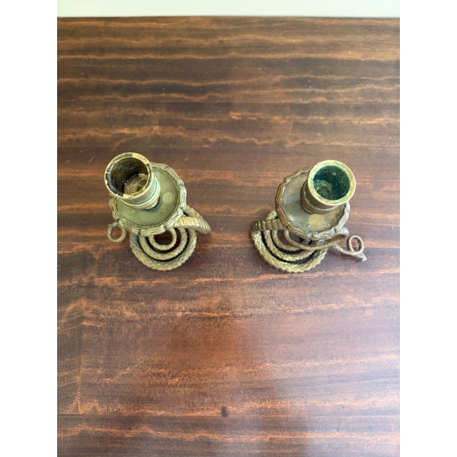 Pair of French Art Deco Brass Serpent Candle Holders, Circa 1920s For Sale - Image 13 of 14