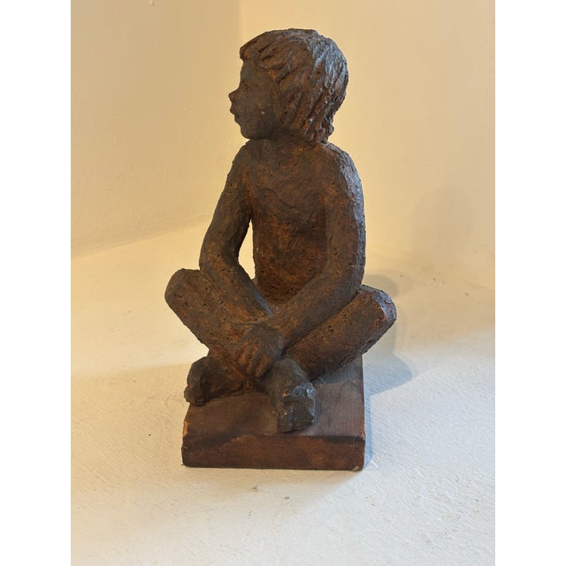 Figurative Ceramic Sculpture of Seated Figure For Sale - Image 3 of 4