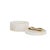 A chic, rounded container of white onyx is all tied up with a bow-shaped handle of antique brass iron. Colors and...