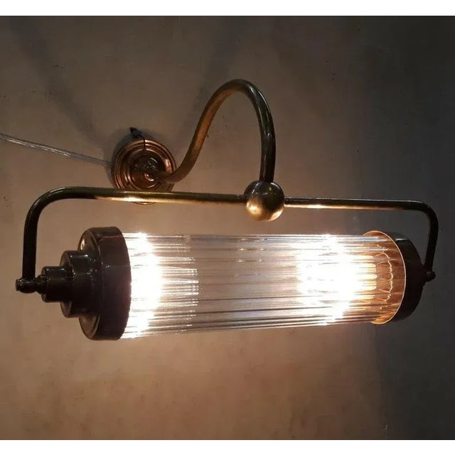 Skyscraper Vintage Art deco light Old Lamp Wall Sconces Fixture Bankers Brass & Glass Rod Ship Light Excellent Working...