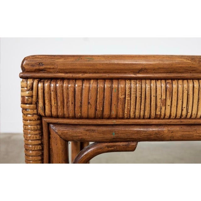 Baldwin Style Wrapped Rattan Console Table For Sale - Image 12 of 12