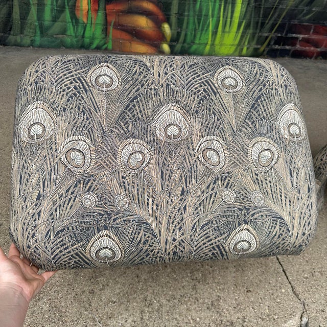 Pair of Oriental Fully Upholstered Beachley Furniture Peacock Ottomans For Sale - Image 10 of 12