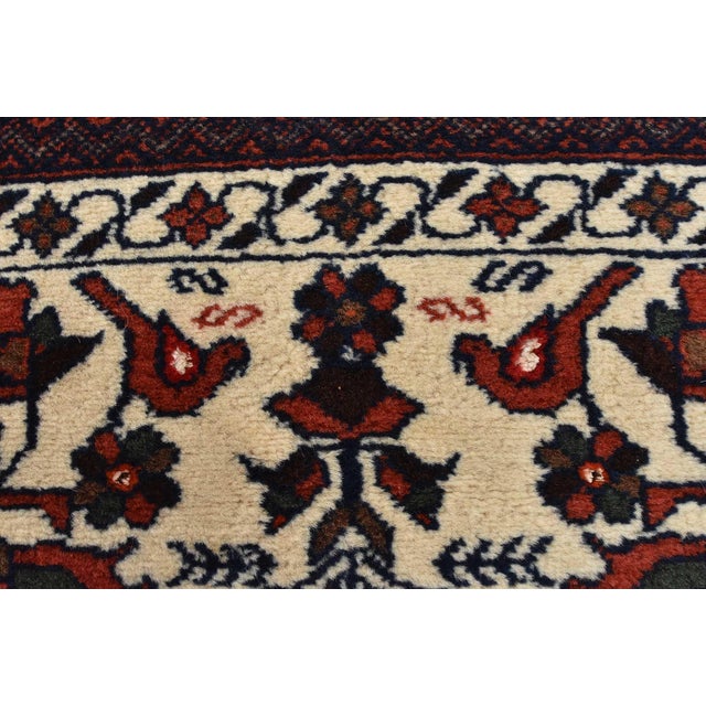Ivory Baloch Rug 3’8” X 6’9” Ivory Wool Vintage Tribal Hand-Knotted Oriental Carpet For Sale - Image 8 of 15