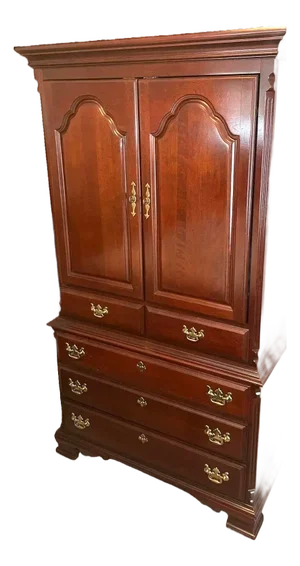 Solid Cherry Wood Entertainment Armoire Made in South Carolina by Sumter Cabinet Company - Vintage Late 20th Century - 42" X 21" X 74"