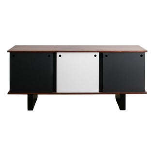 Mid-Century French Bloc Wooden & Metal Sideboard by Charlotte Perriand, 1950s For Sale