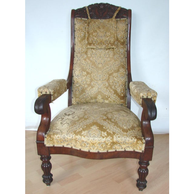 Brown Antique Carved Walnut Armchair, Turn of the 19th and 20th Centuries For Sale - Image 8 of 16