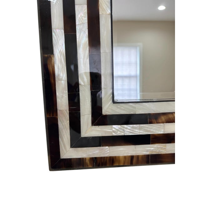 Highly Decorative Mother-of-Pearl Inlaid Mirror For Sale - Image 4 of 4