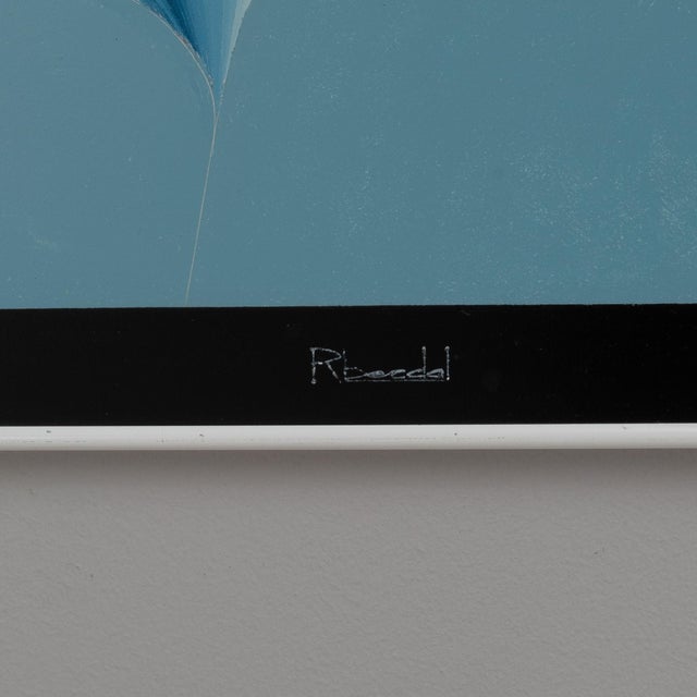 Blue 20th Century Belgian Artwork With Metal Frame By Rene Berdal For Sale - Image 8 of 18