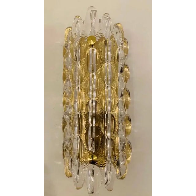 1950s Karl Fagerland Orrefors Bubble Crystal Wall Lights Pair For Sale - Image 5 of 9