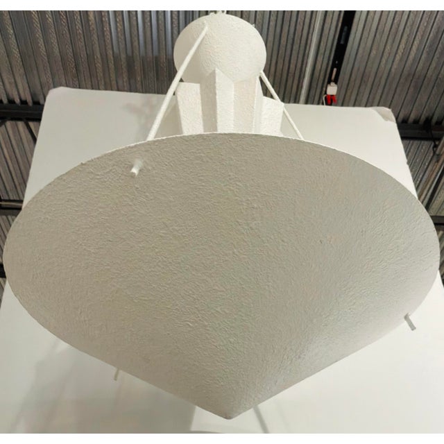 Original retail $2970, stylish Currey & Company Modern White Fluted Empyrean Chandelier, stippled texture, showroom floor...