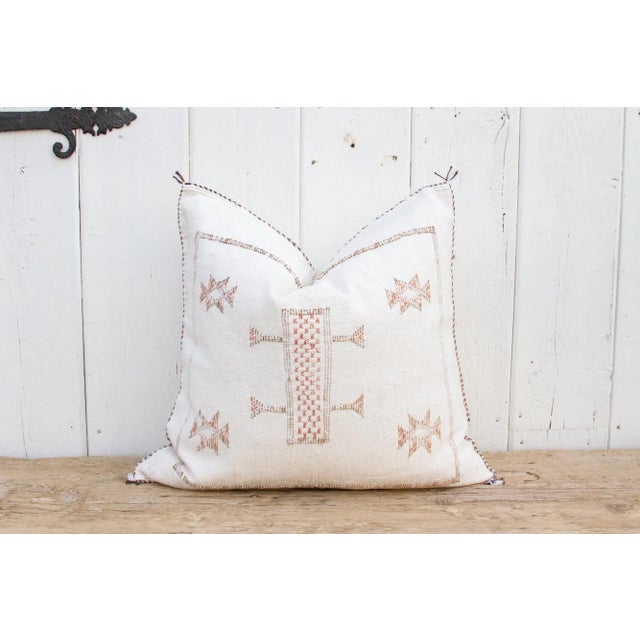 Eggshell White Moroccan Silk Rug Pillow For Sale - Image 9 of 9