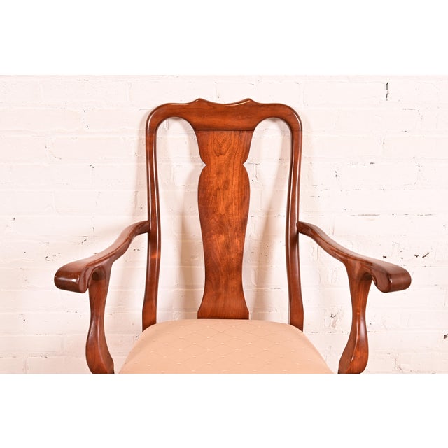 Stickley Queen Anne Carved Solid Cherry Wood Armchairs, Pair For Sale In South Bend - Image 6 of 15