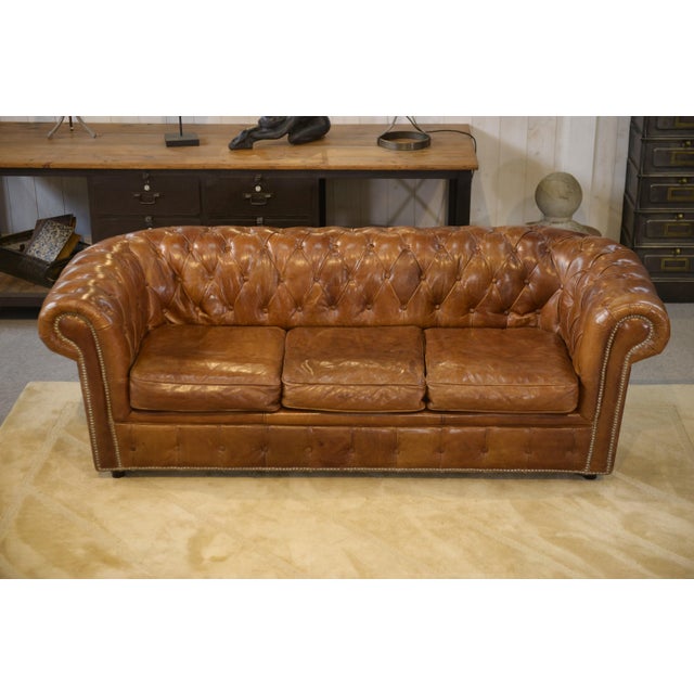 Chesterfield Sofa in Brown Leather, 2000s For Sale - Image 13 of 14