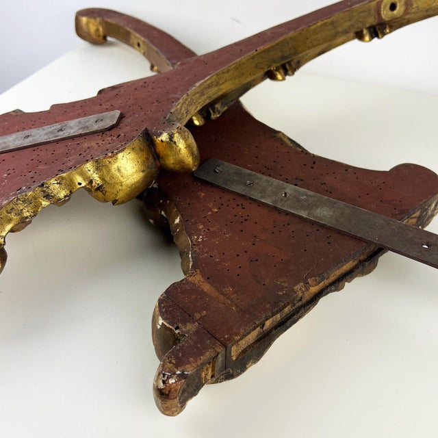 Gold Salvaged Console Legs with Gilt Wood Carving Fragments, Set of 2 For Sale - Image 8 of 9