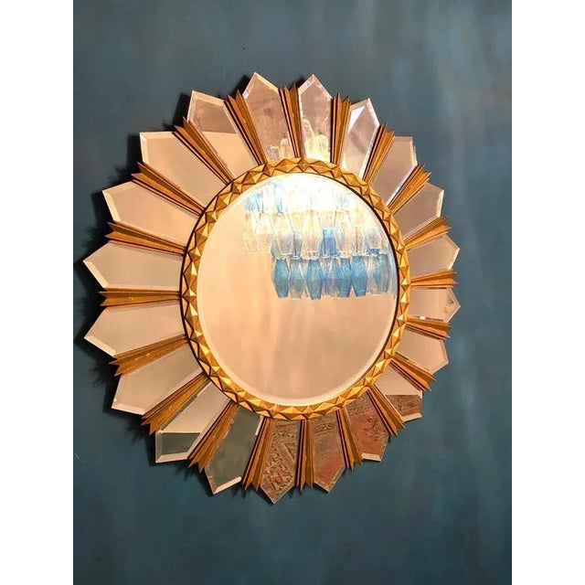 Large Mid-Century Italian Sunburst Mirror, 1960s For Sale - Image 6 of 11
