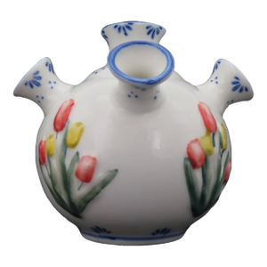 Vintage Royal Twickel Ter Steege Bv Delft 5 Finger Hand Painted Tulip Vase